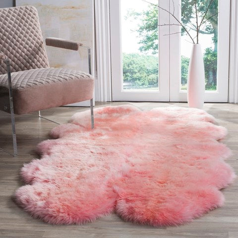 safavieh clearance sheep skin shs121l solid pink rug