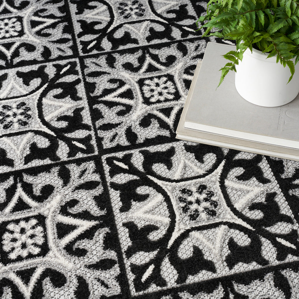 nourison aloha alh34 black white rug