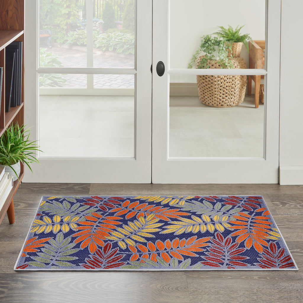 nourison aloha alh18 navy multicolor rug