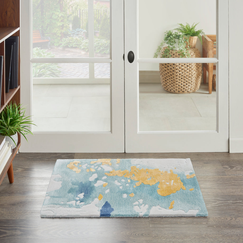 nourison prismatic prs26 seafoam gold rug