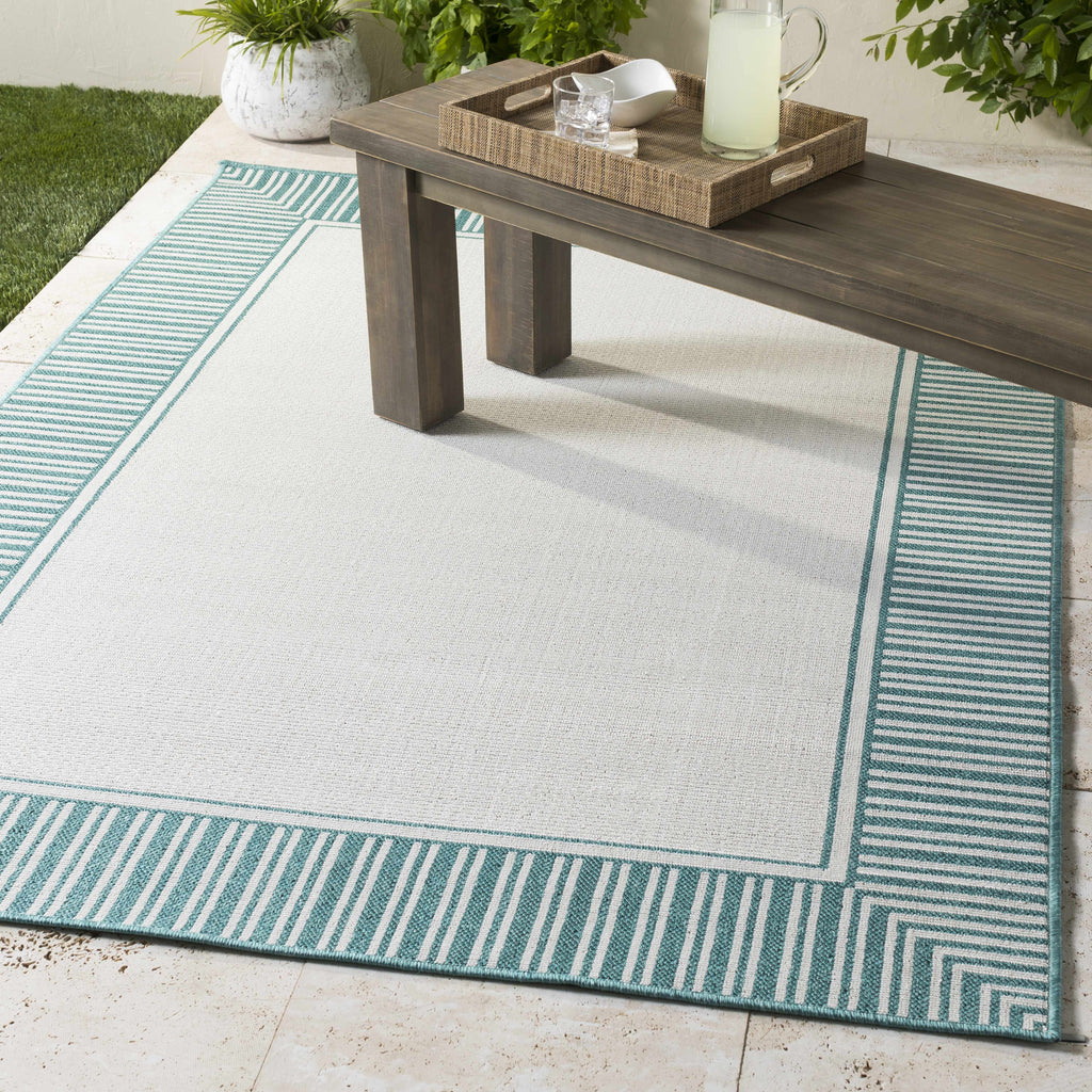Hauteloom Skipton SKI Teal Machine Made Olefin Rug