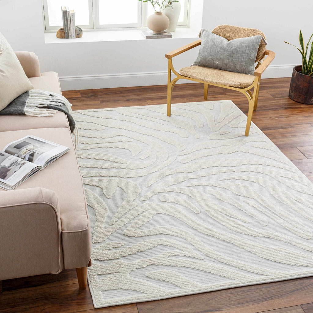 Hauteloom Keto SLYBKETO8A1 White Machine Made Polypropylene Rug