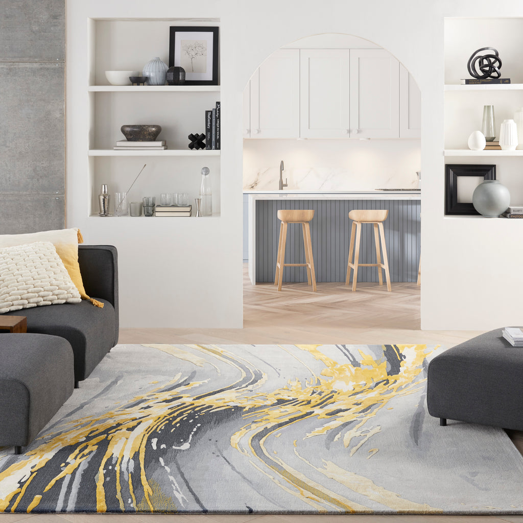 nourison prismatic prs24 grey gold rug
