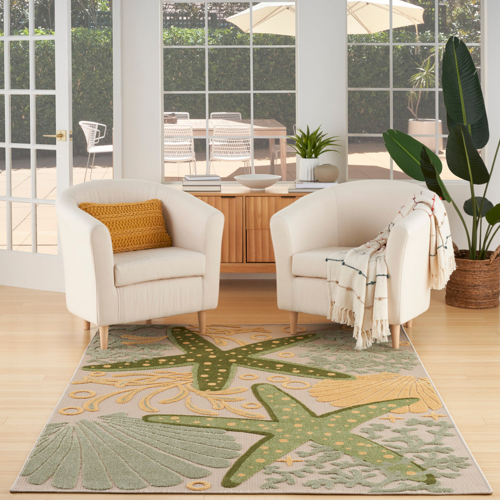 nourison aloha alh24 green yellow rug