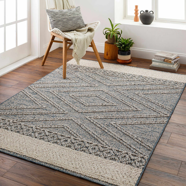 Hauteloom Areli SSSBARELIA3 Blue Machine Made Polypropylene Rug