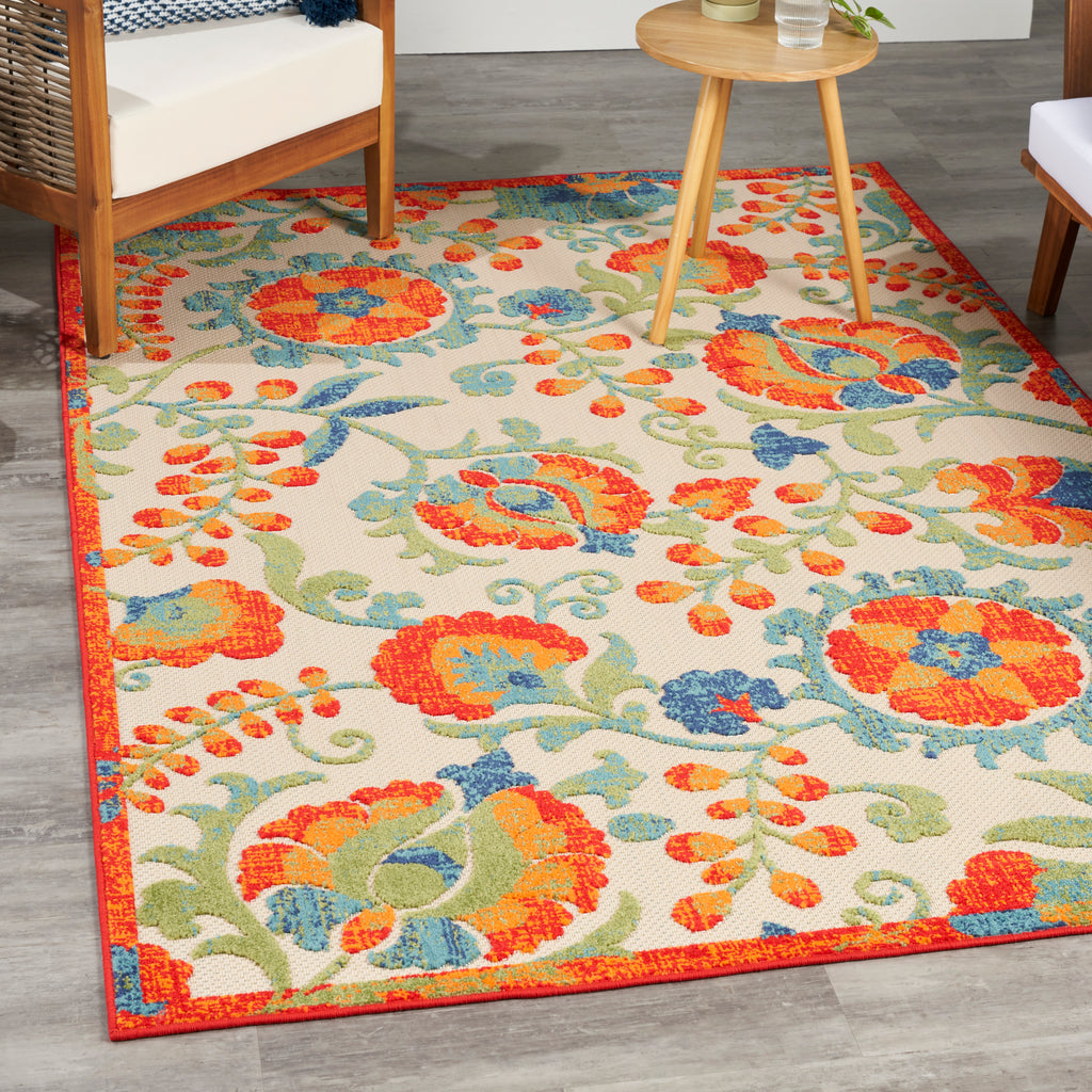 nourison aloha alh17 red multicolor rug