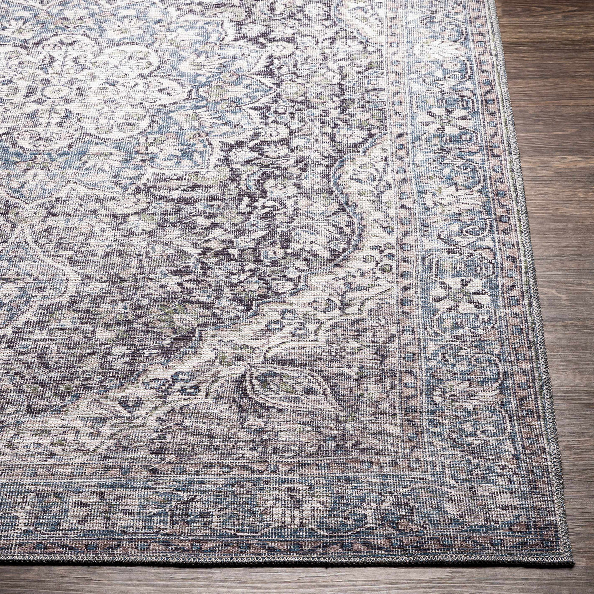 Hauteloom Tavas TAVA Charcoal Machine Made Chenille-Polyester Rug