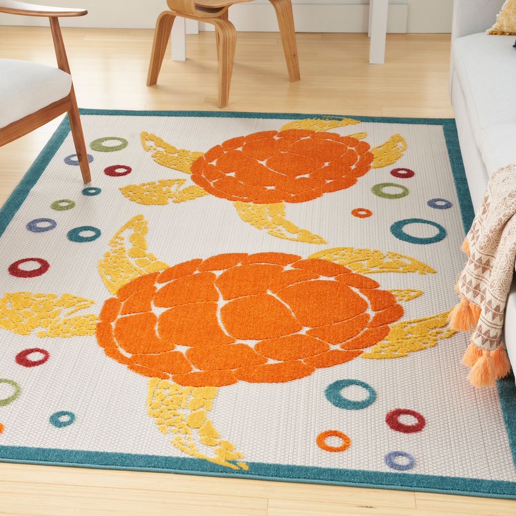 nourison aloha alh27 teal multi rug