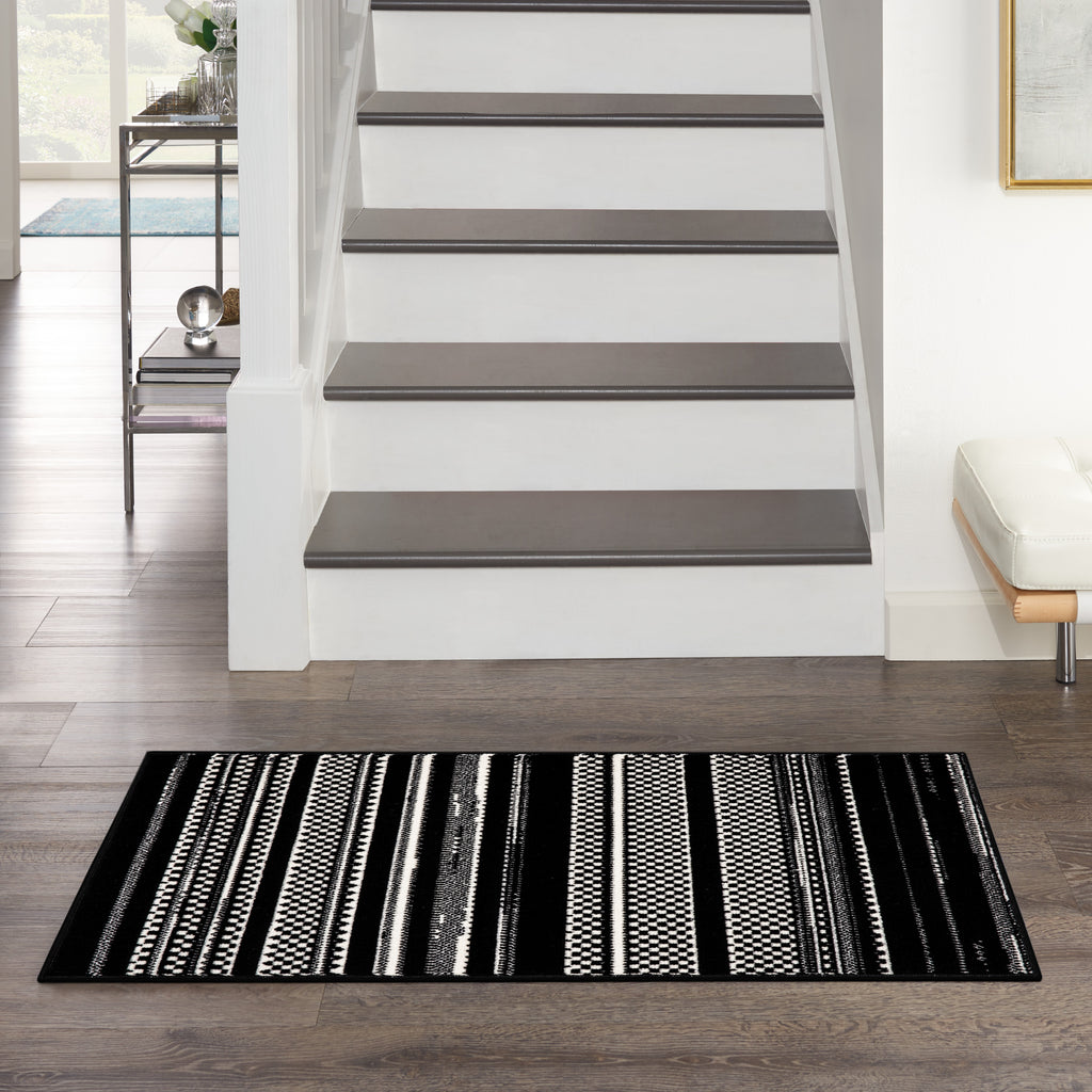 nourison grafix grf41 black white rug