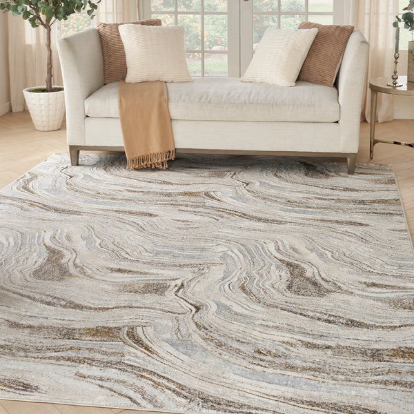 nourison glitz glz22 grey gold rug