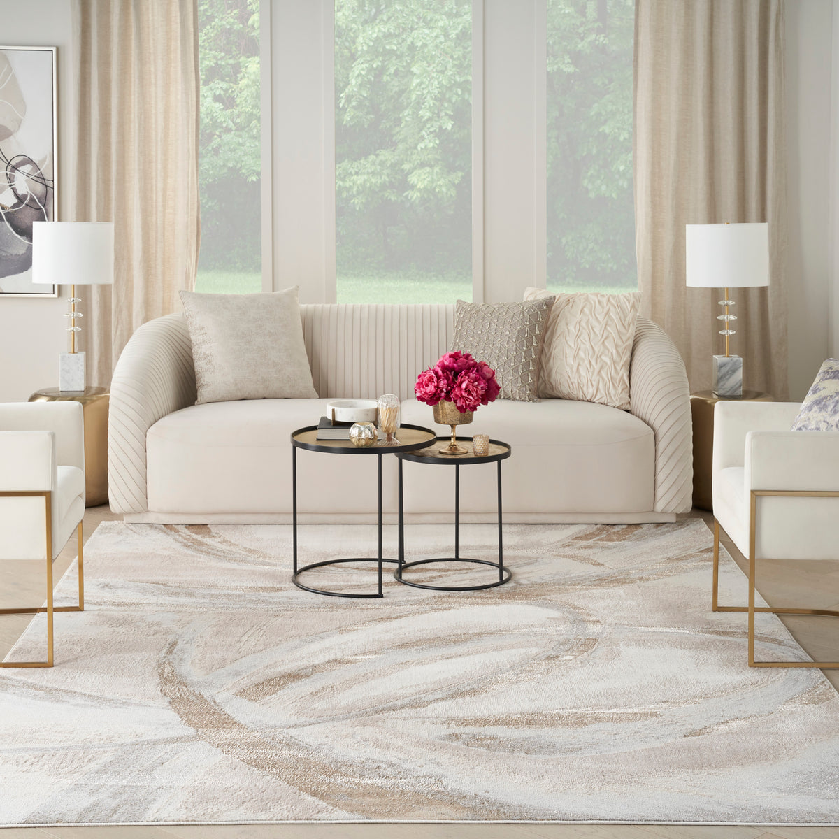 nourison brushstrokes bsk01 beige grey rug