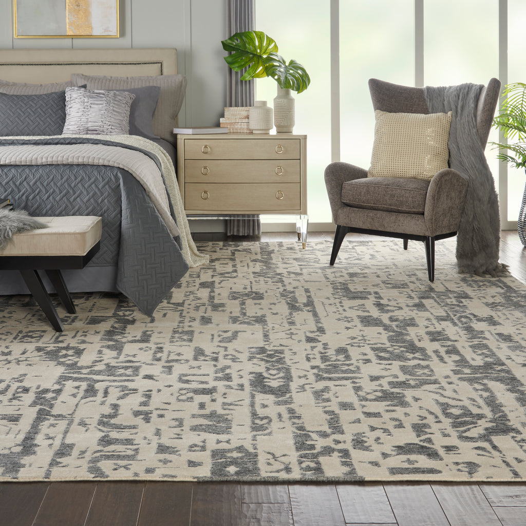 nourison silk shadows sha19 ivory grey rug
