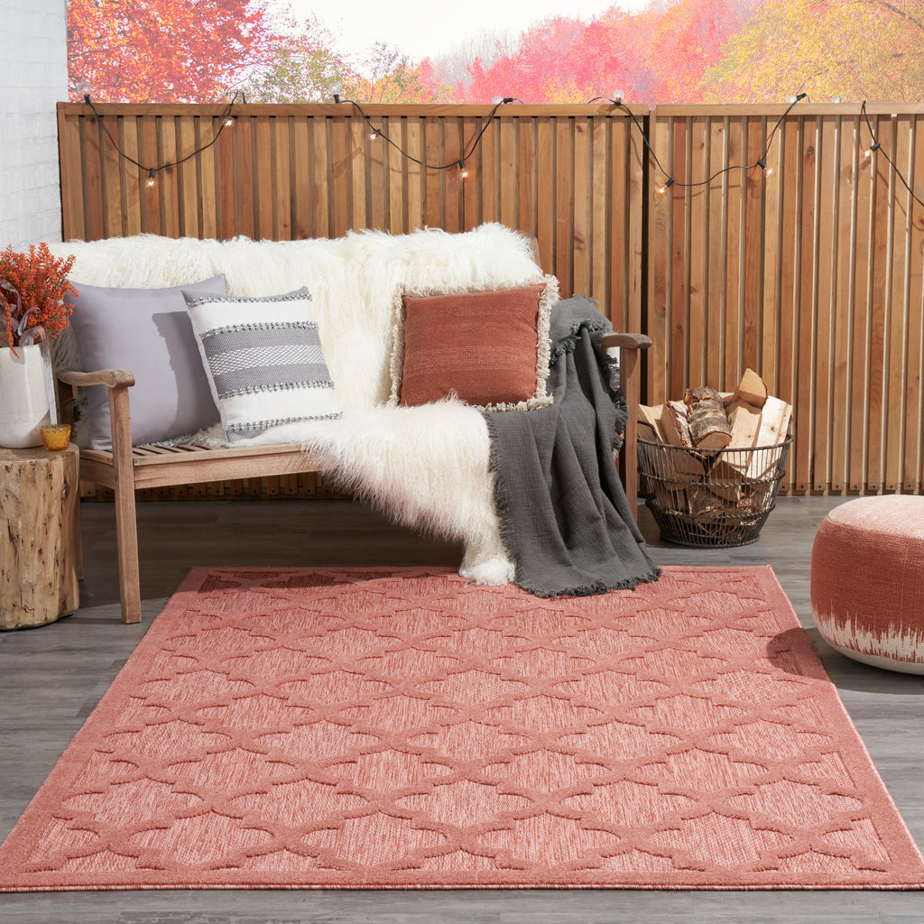 nourison easy care nes01 coral orange rug