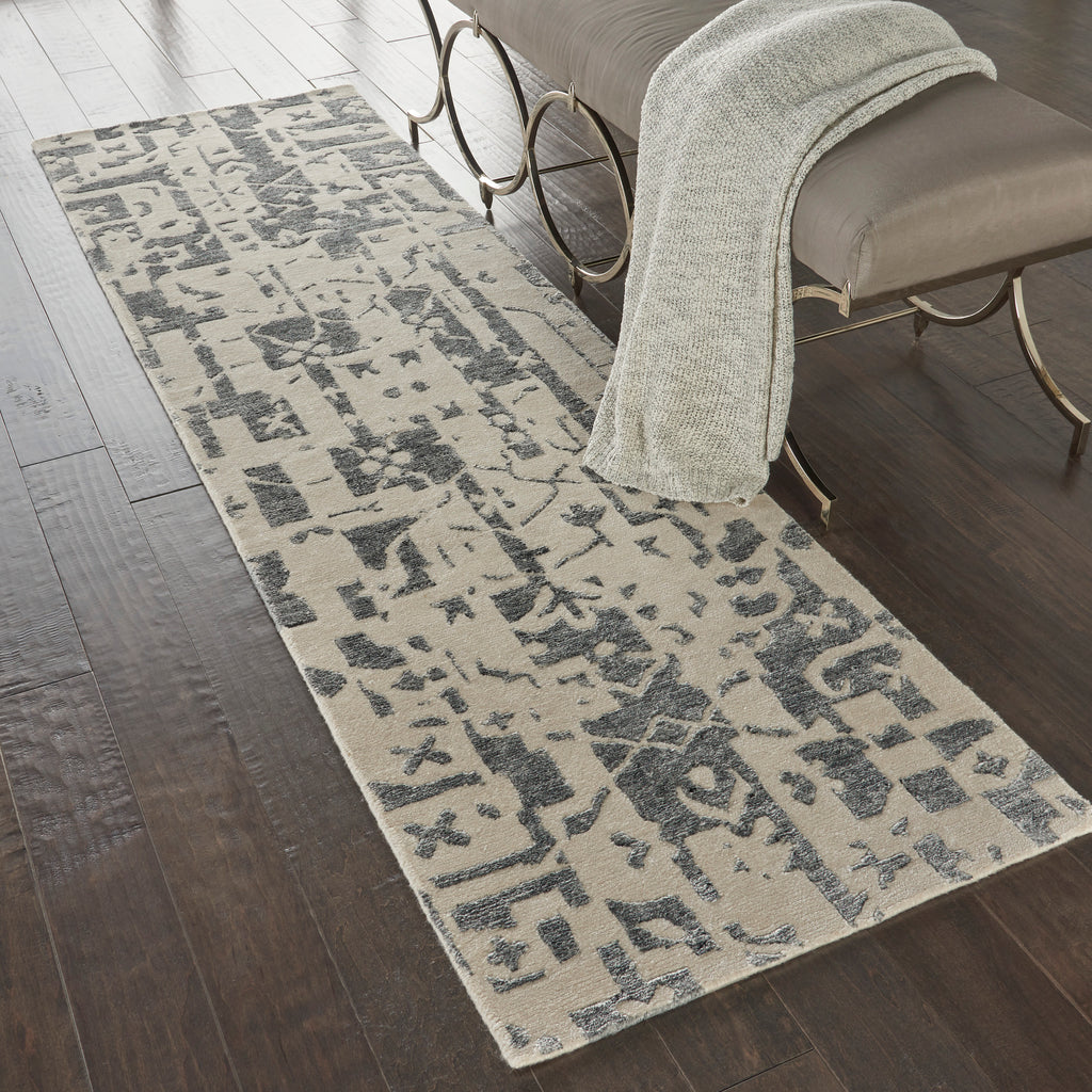 nourison silk shadows sha19 ivory grey rug