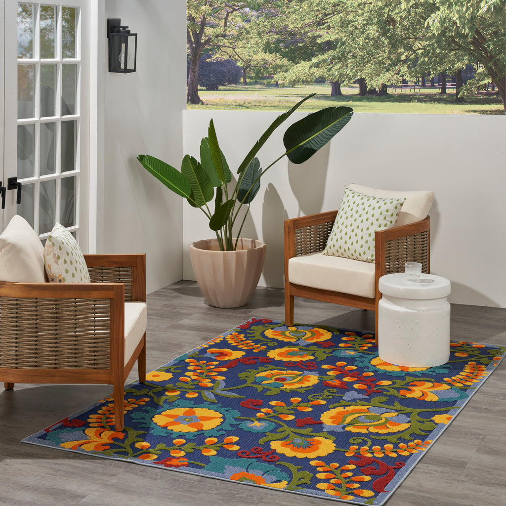nourison aloha alh17 navy multicolor rug