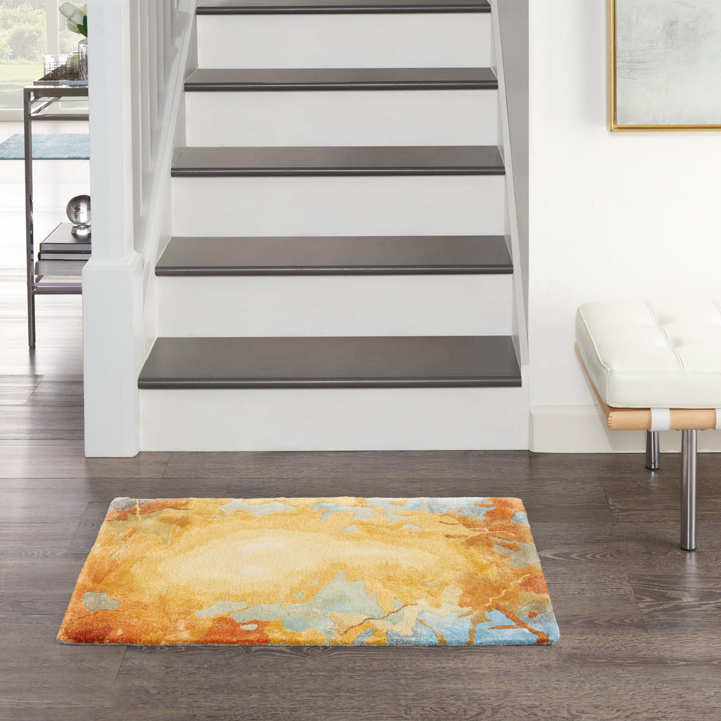 nourison prismatic prs29 gold multicolor rug