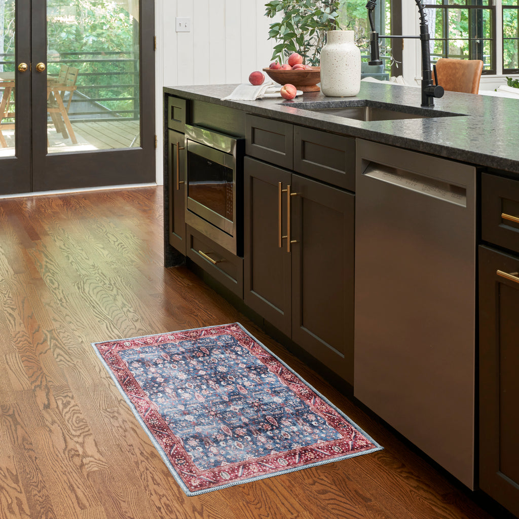 nourison grand washables grw06 blue brick rug