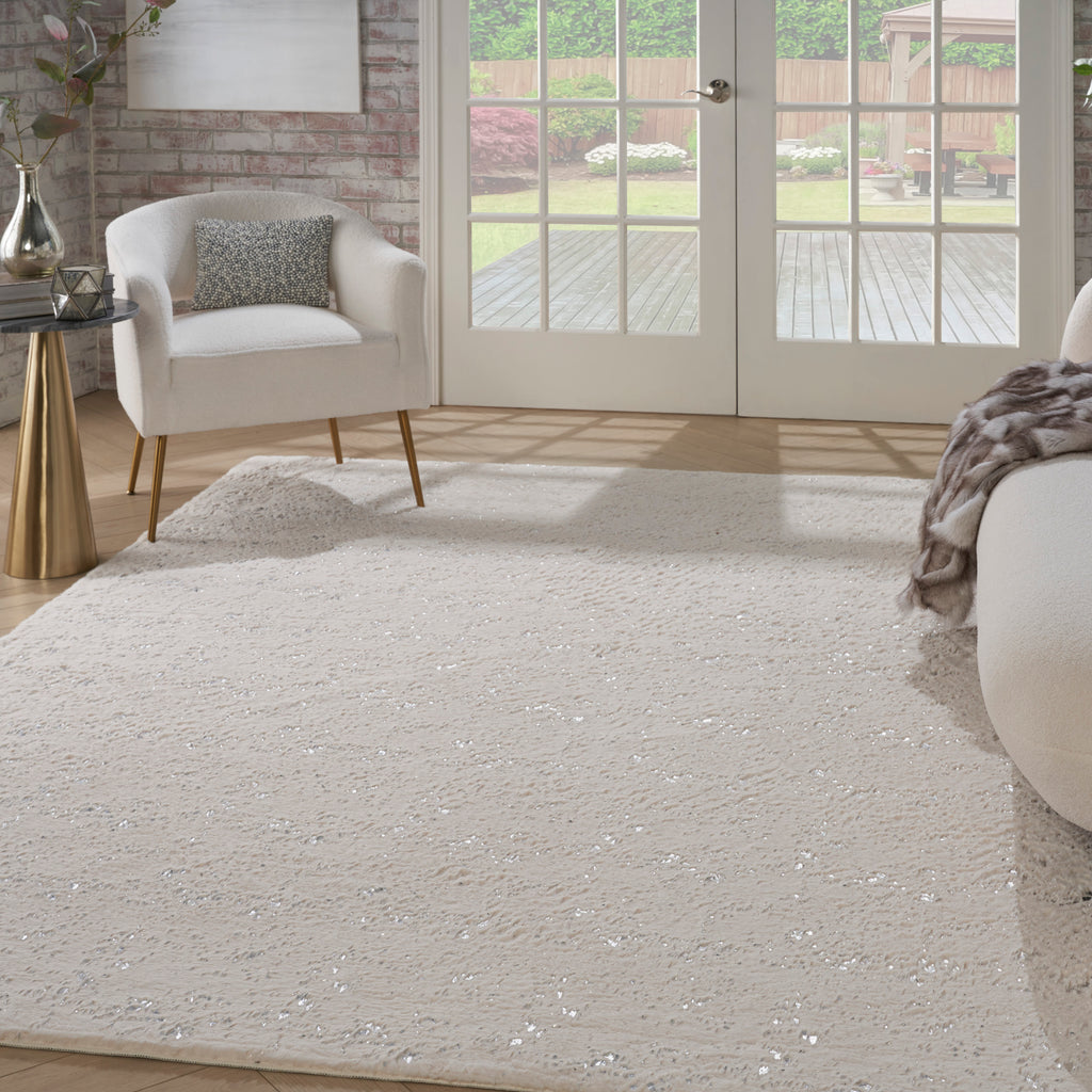 nourison cozy shimmer csh01 ivory silver rug