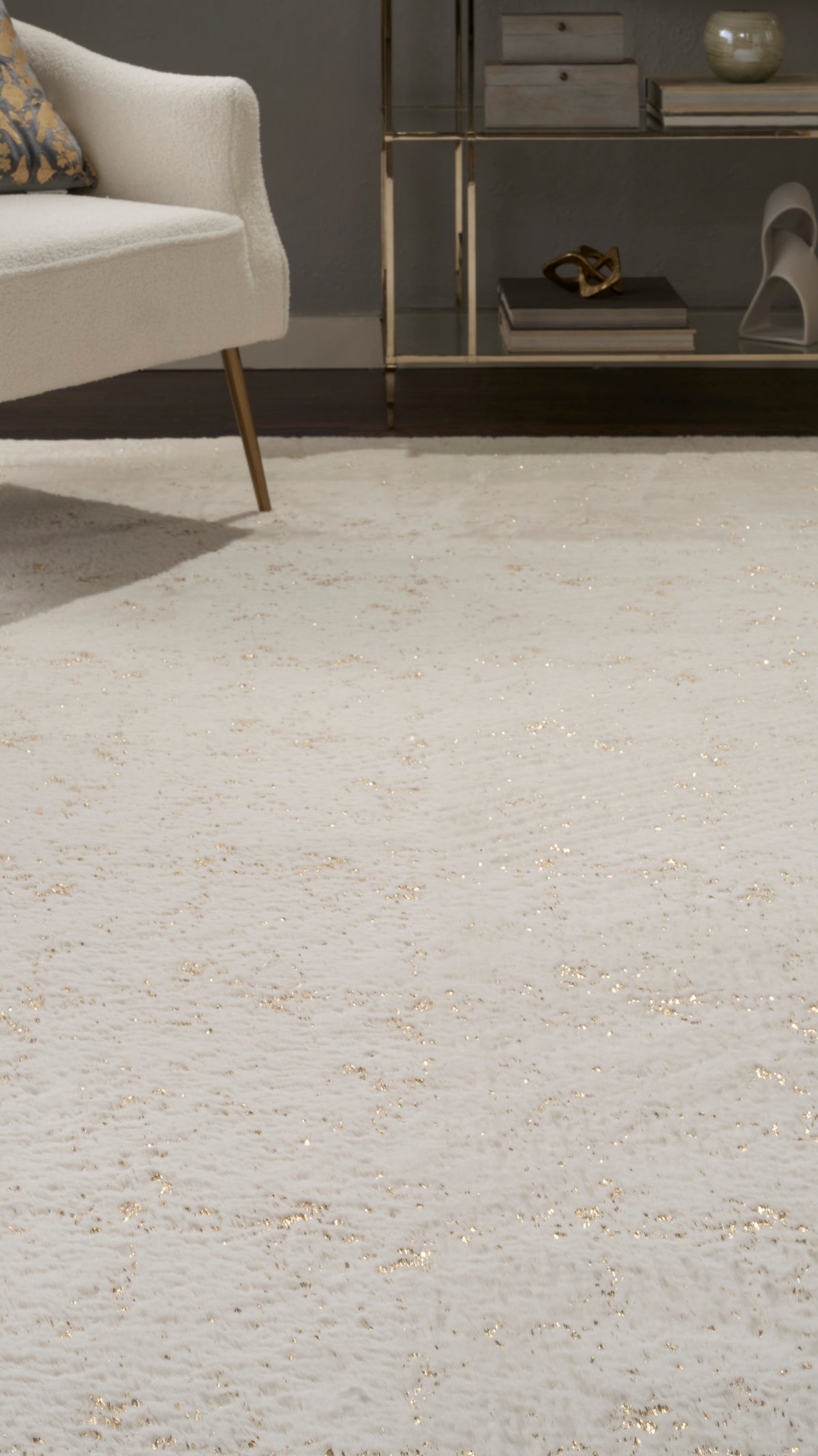 nourison cozy shimmer csh01 ivory gold rug