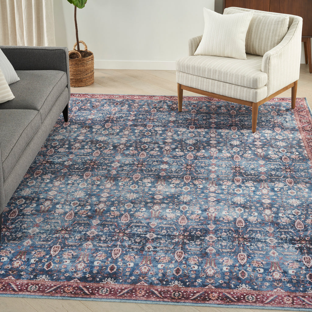 nourison grand washables grw06 blue brick rug