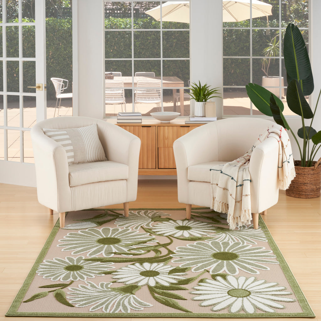 nourison aloha alh33 ivory green rug