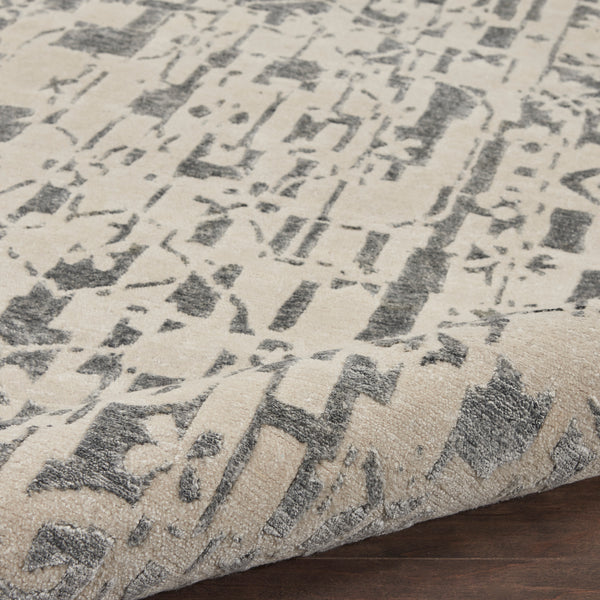 nourison silk shadows sha19 ivory grey rug