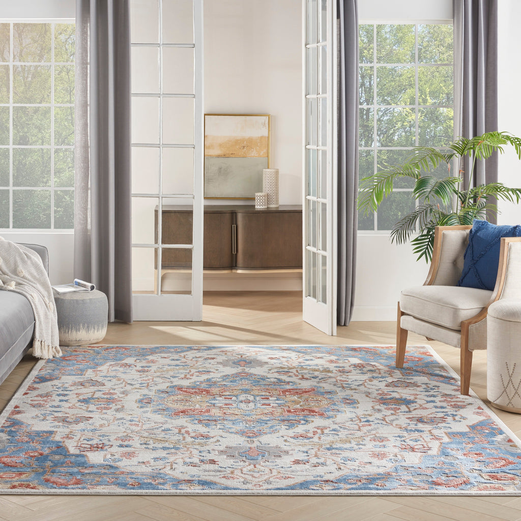 nourison elation etn09 ivory blue rug