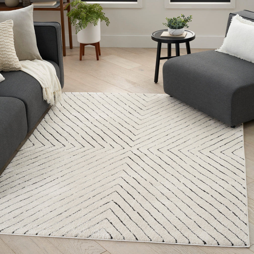 nourison modern comfort mnc01 ivory black rug