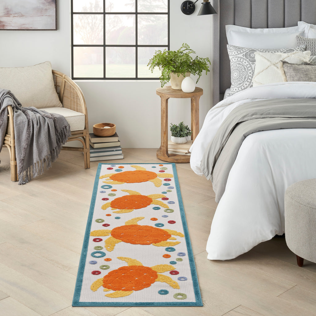 nourison aloha alh27 teal multi rug