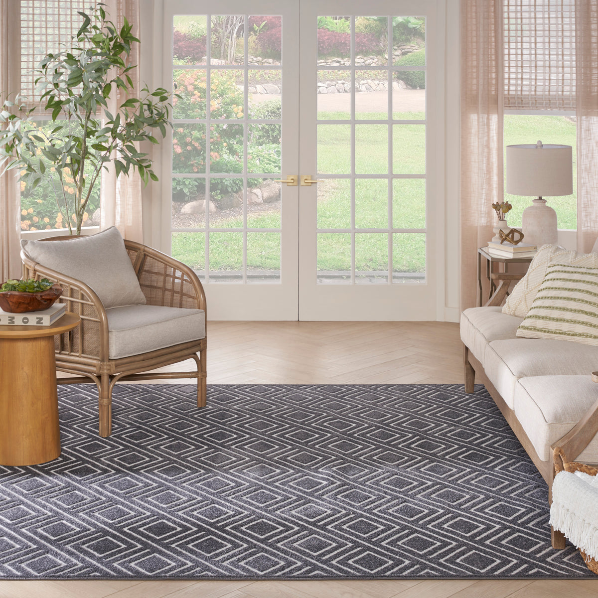 nourison care free caf03 grey rug