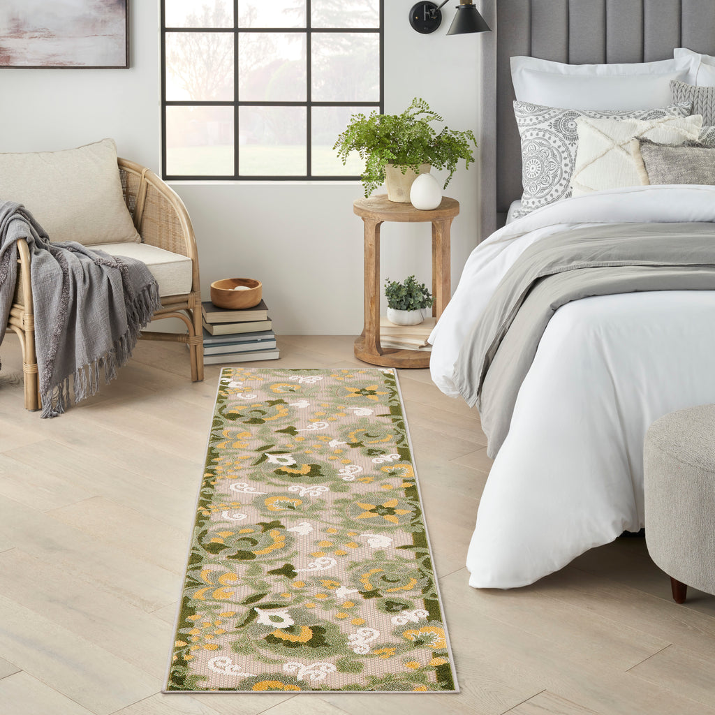 nourison aloha alh17 ivory green rug