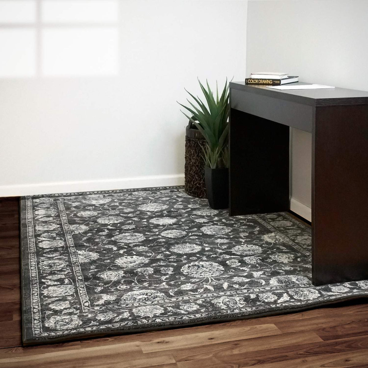 dynamic rugs ancient garden 57126 3636 charcoal rug