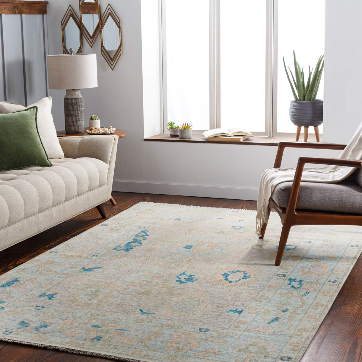 surya ushak usk 2301 light pink rug