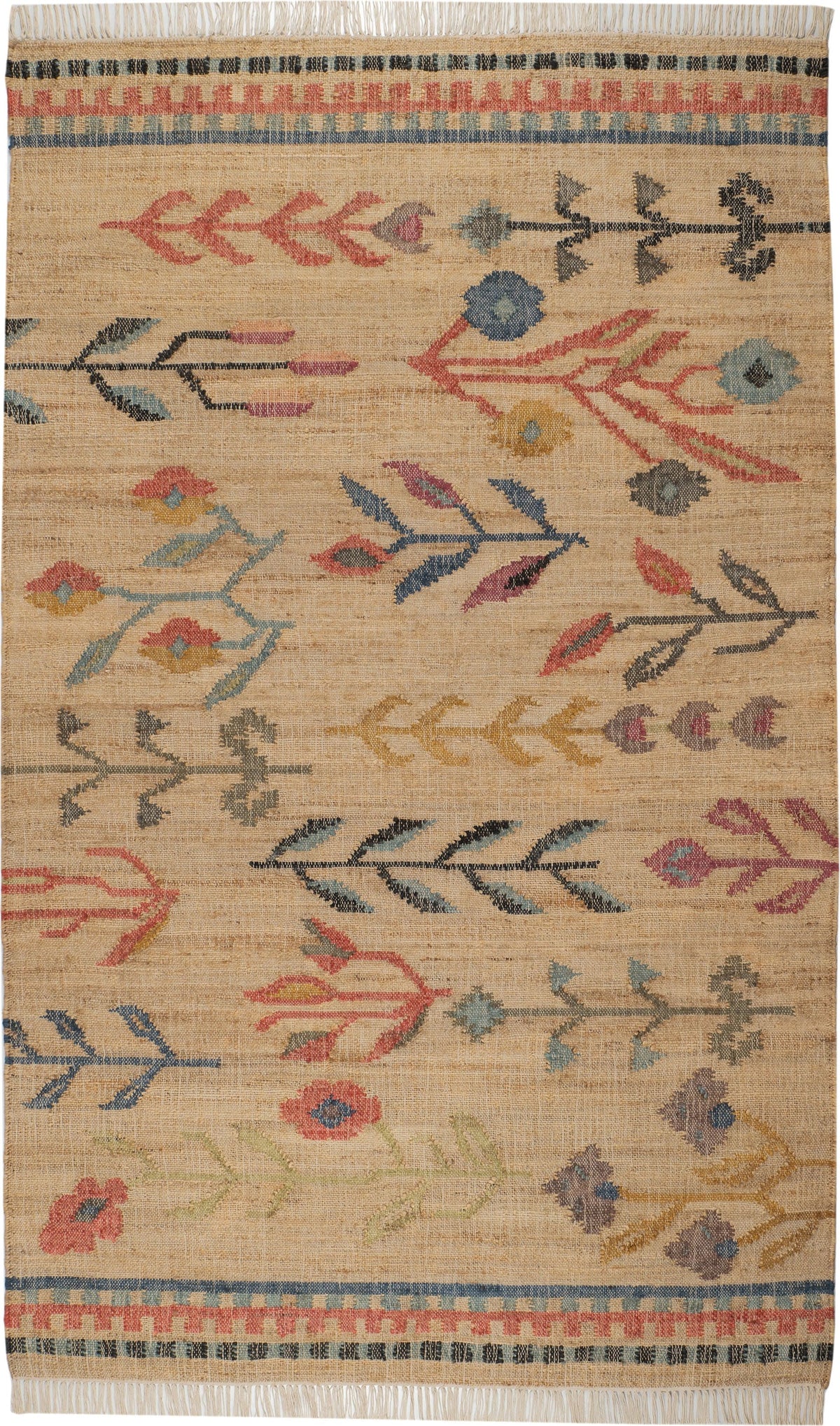 dash albert folk floral kilim da2293 natural woven flatwoven jute sisal rug