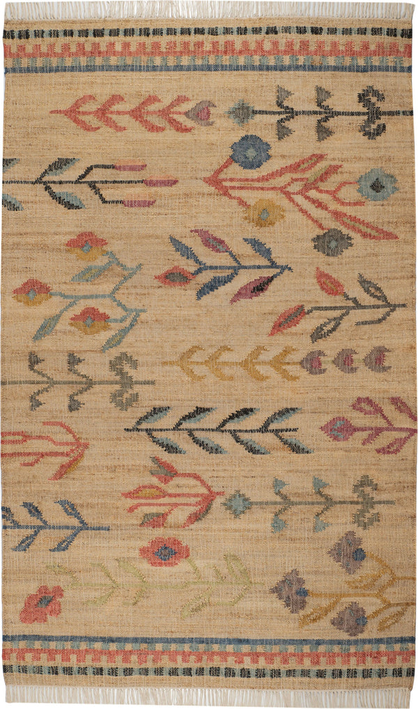 dash albert folk floral kilim da2293 natural woven flatwoven jute sisal rug