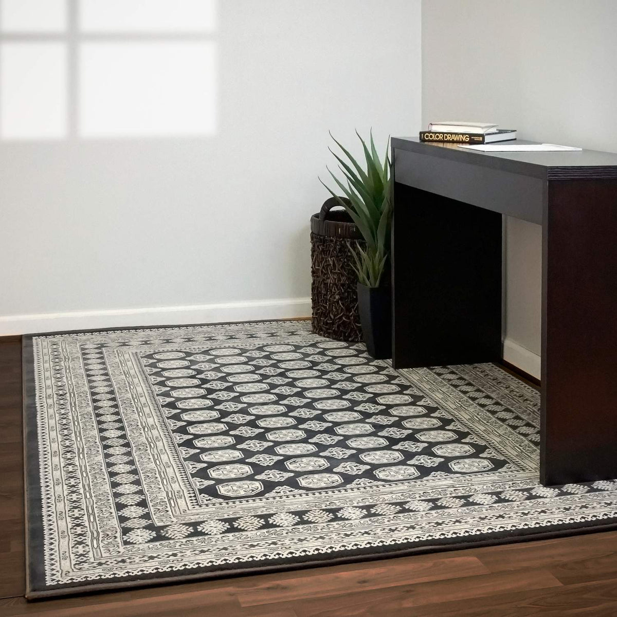 dynamic rugs ancient garden 57102 3636 charcoal rug