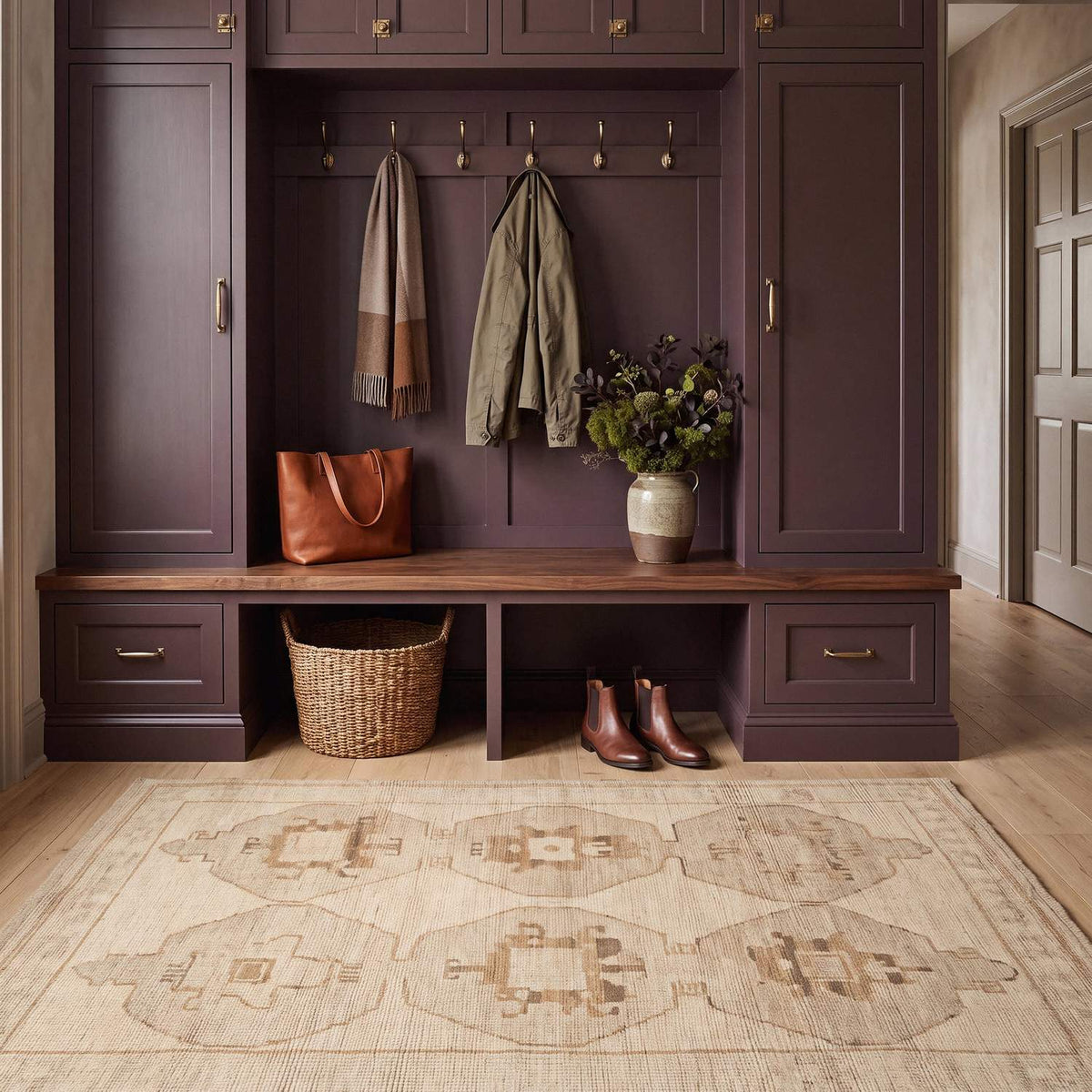 dash albert tamalia da2543 beige hand knotted wool rug