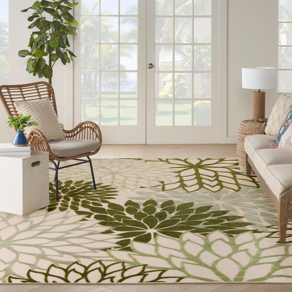 nourison aloha alh05 ivory green rug