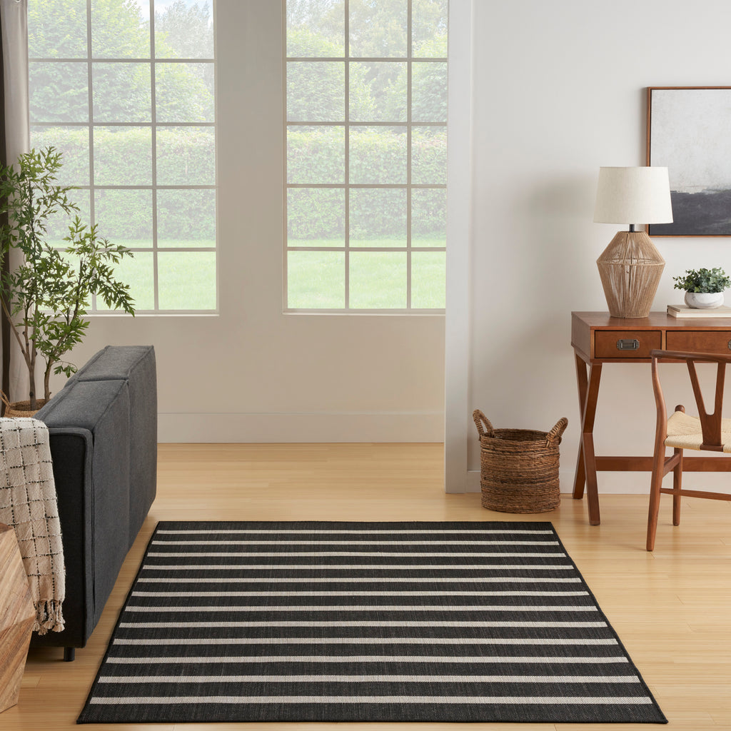 nourison positano pos03 black ivory rug