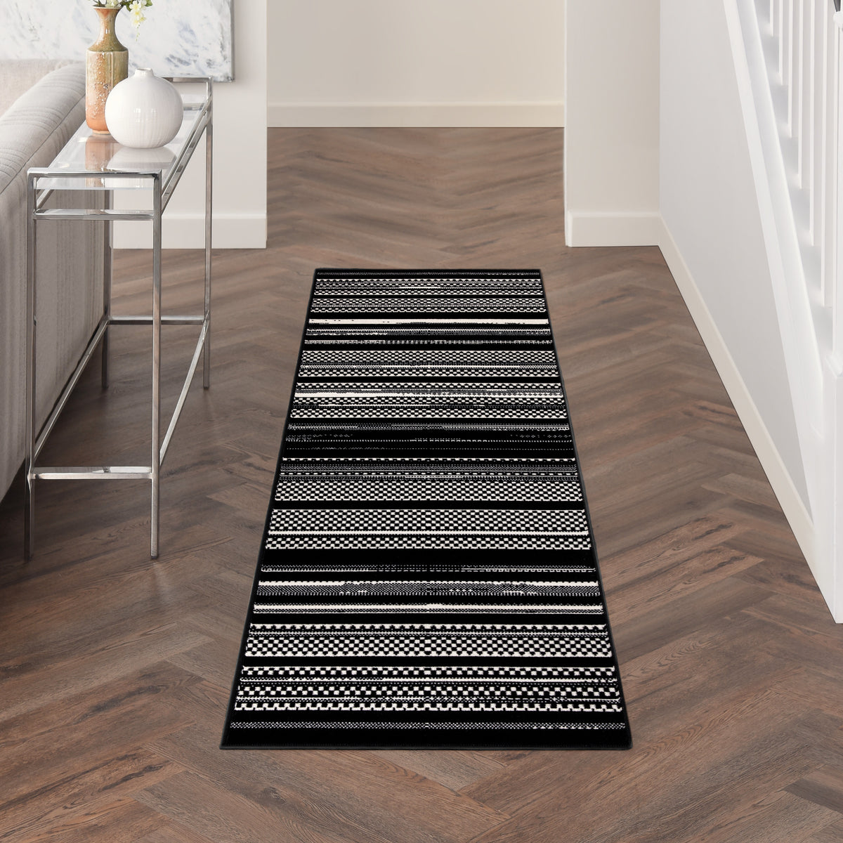nourison grafix grf41 black white rug
