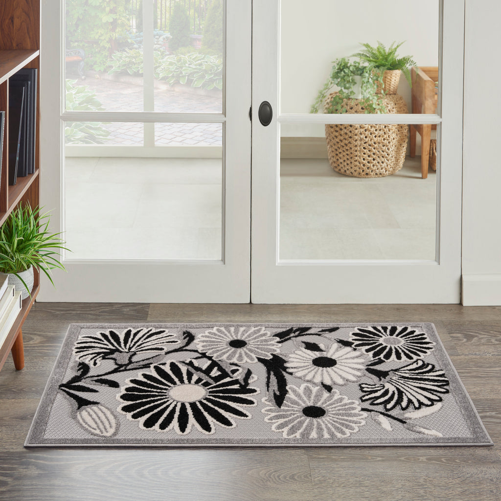 nourison aloha alh33 black white rug