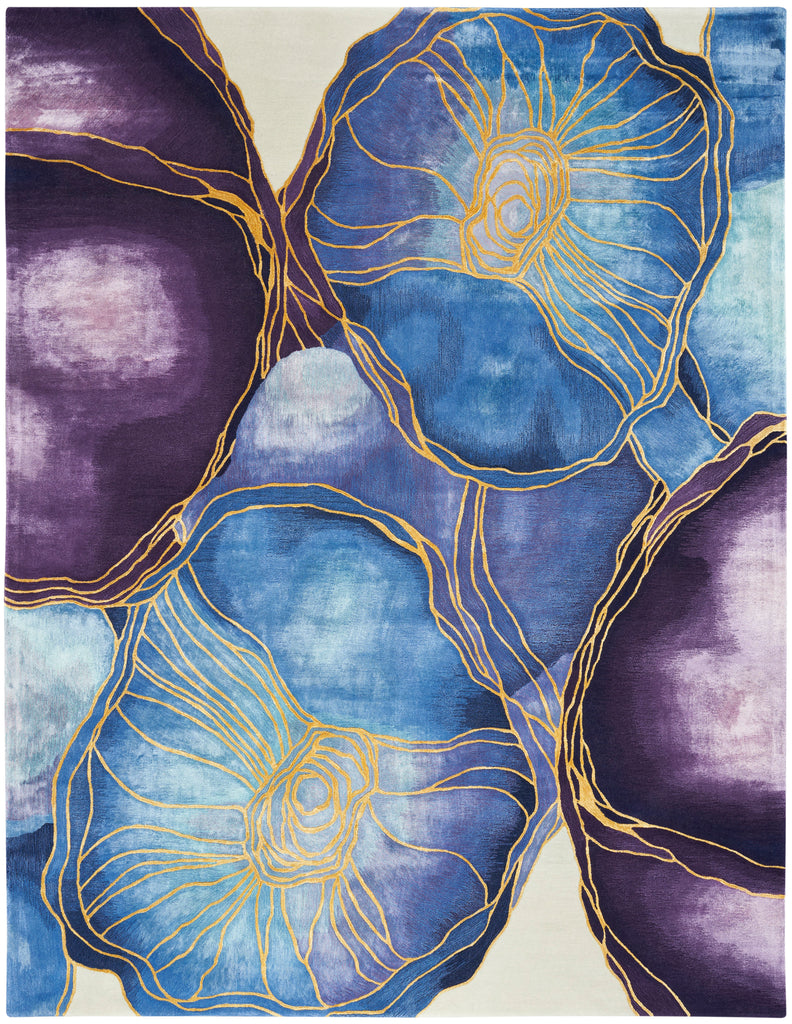 nourison prismatic prs32 blue gold rug