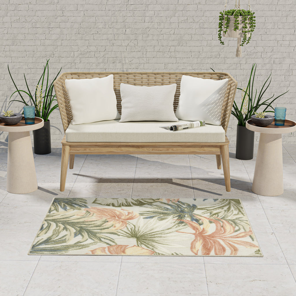 nourison aloha alh43 ivory green rug
