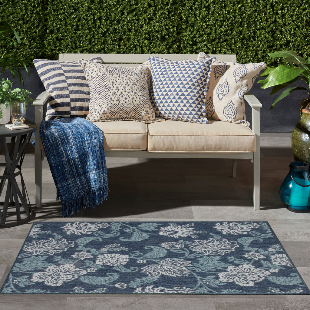 nourison garden oasis goa03 navy rug