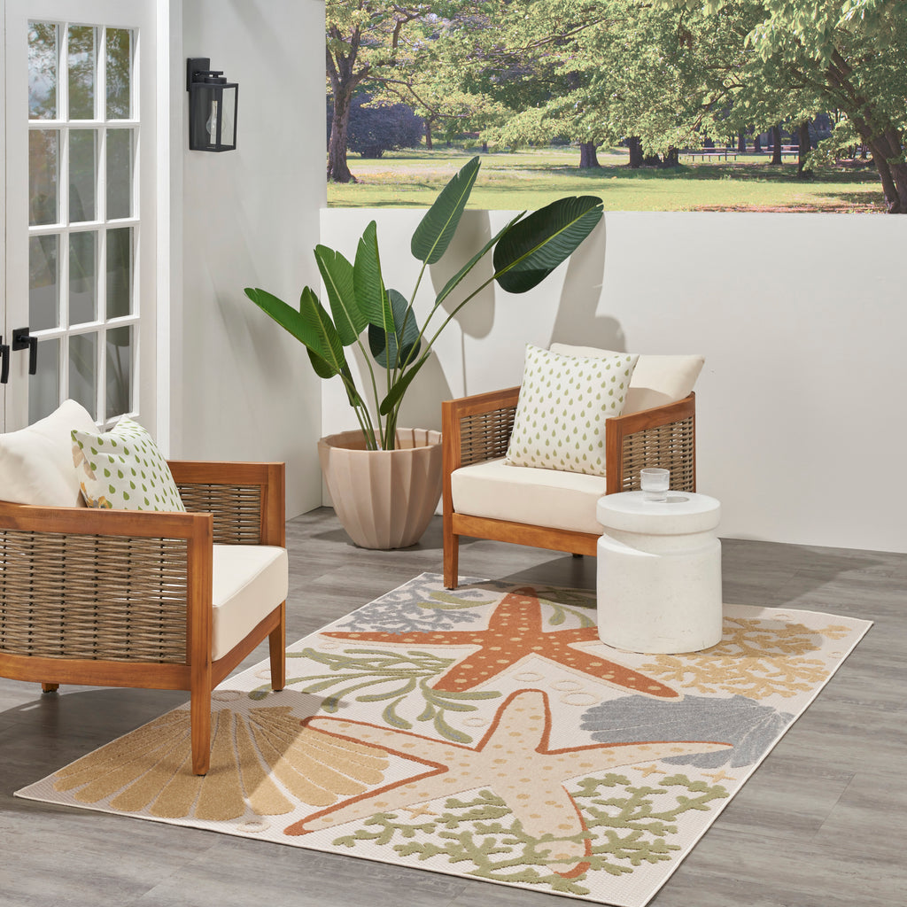 nourison aloha alh24 ivory multicolor rug