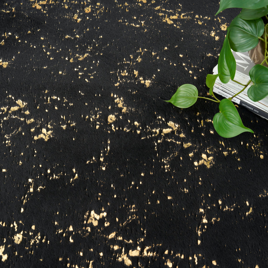 nourison cozy shimmer csh01 black gold rug