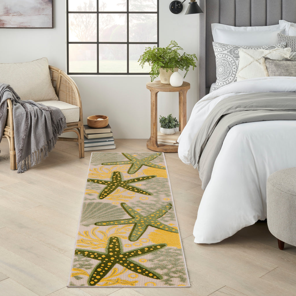 nourison aloha alh24 green yellow rug