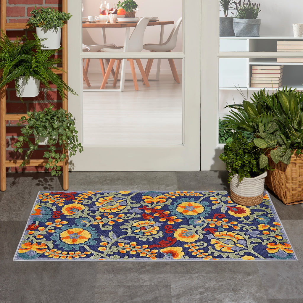 nourison aloha alh17 navy multicolor rug