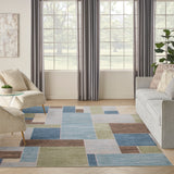 nourison astra machine washable asw09 blue green multi rug