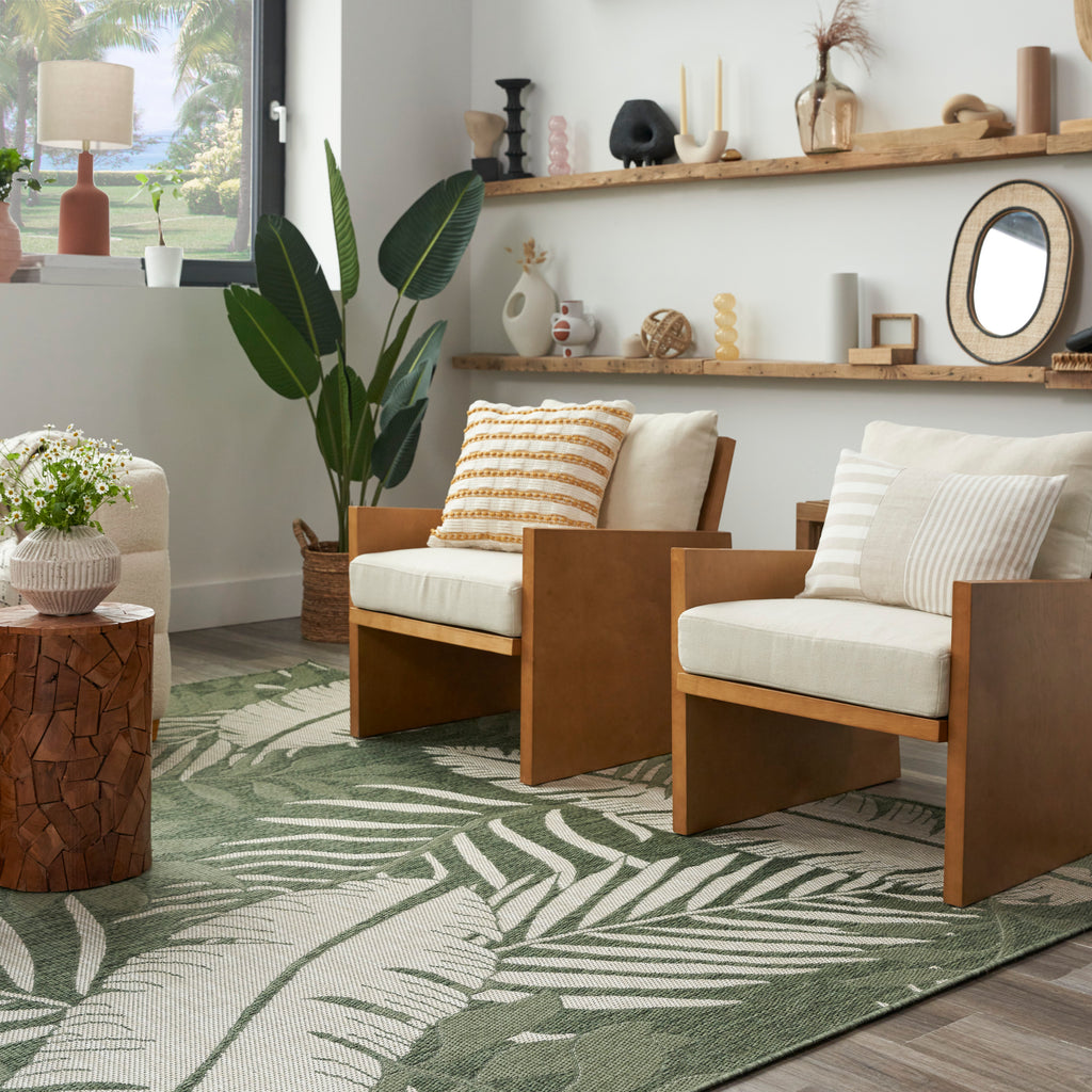 nourison garden oasis goa02 green ivory rug